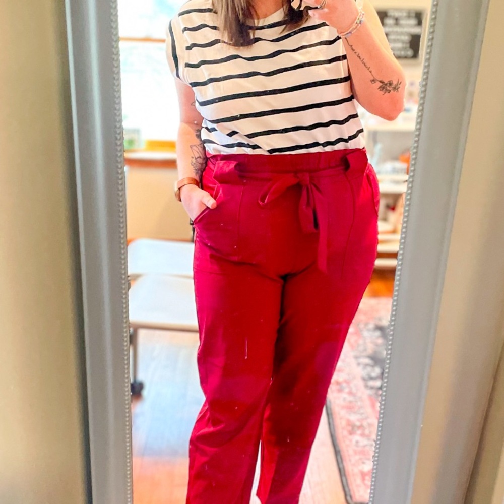 Amazon Women's Burgundy Tie-Waist Pants